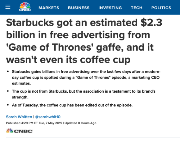 GOT Starbucks CNBC article
